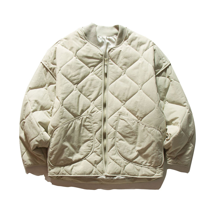Unisex Short quilted bomber in boxy cut with ribbed collar and extra large flap pockets Mune Fashion