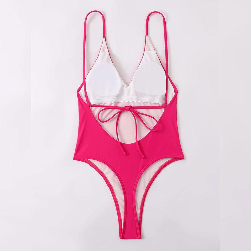 Ladies Stylish One-Piece Swimsuit with Deep V-Neck Mune Fashion