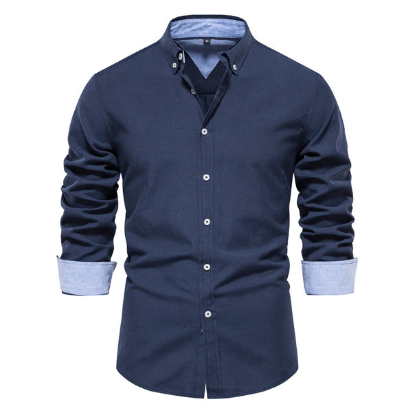 Men's elegant long-sleeve shirt made of Oxford fabric with a Kent collar and cuffed sleeves Mune Fashion