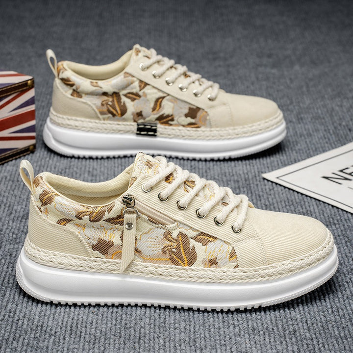 Women's embroidered espadrille platform sneakers with floral jacquard, braided cord sole, and cushioned inner lining Mune Fashion