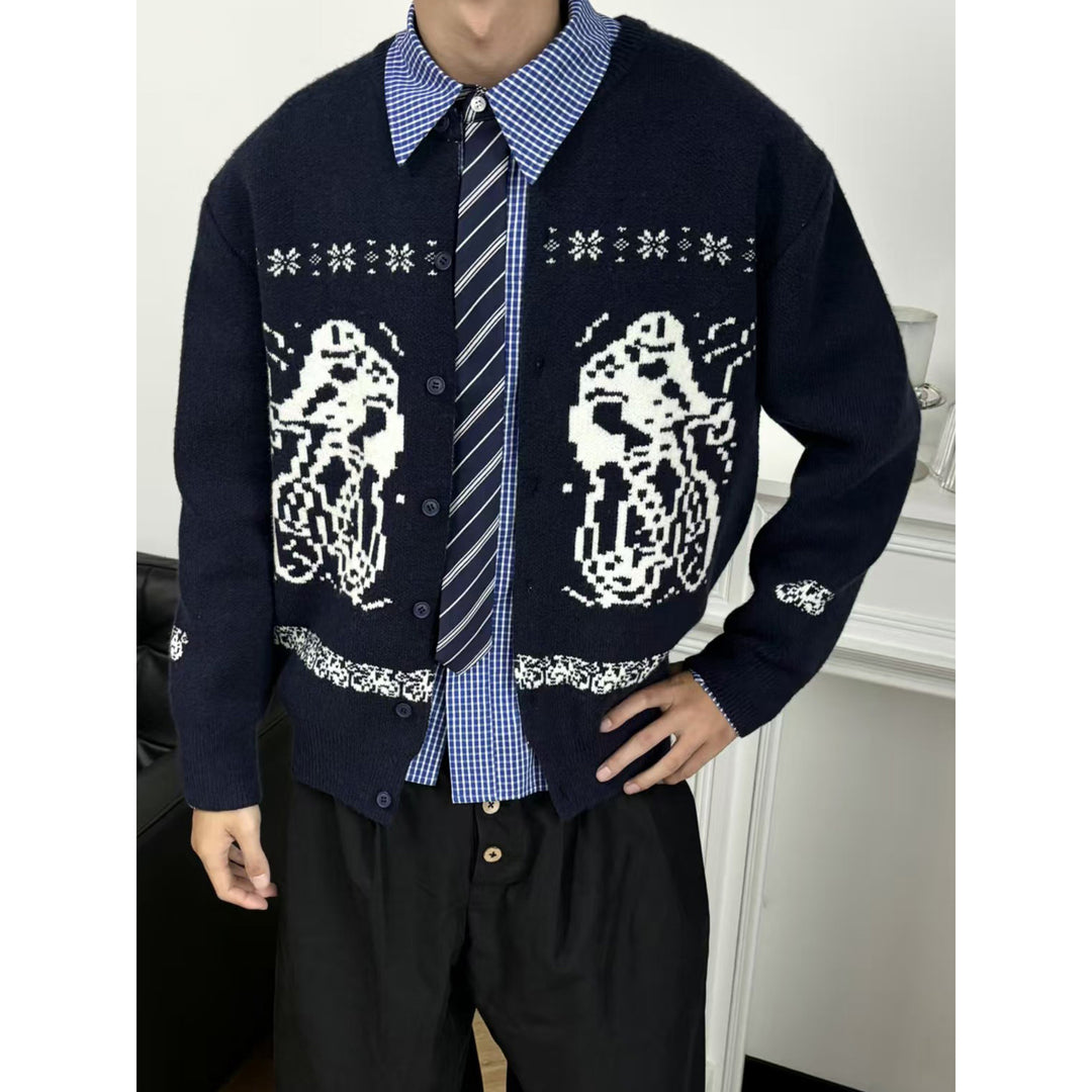 Women Cozy Chunky Knit Sweater with Graphic Design Mune Fashion