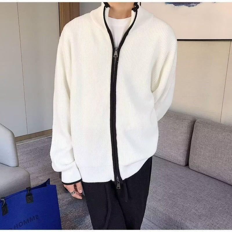 Men's Fashionable Cardigan with Stand-Up Collar Mune Fashion