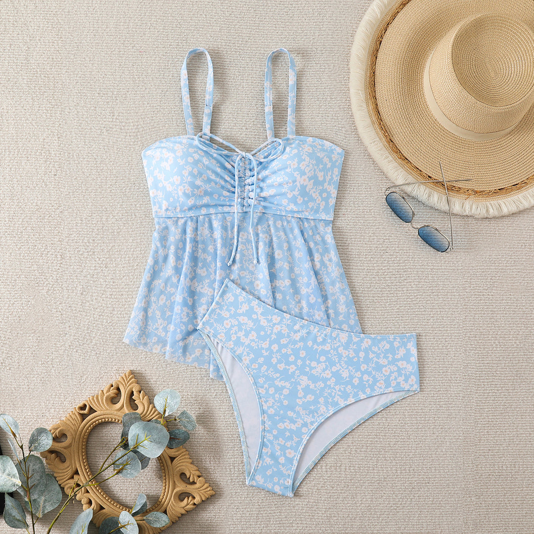 Women slightly tailored tankini with floral pattern Mune Fashion