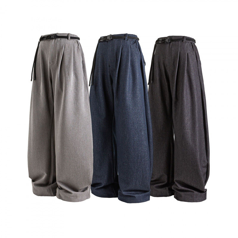 Women's high-waisted wide Marlene pants with pleated waistband and drawstring belt Mune Fashion