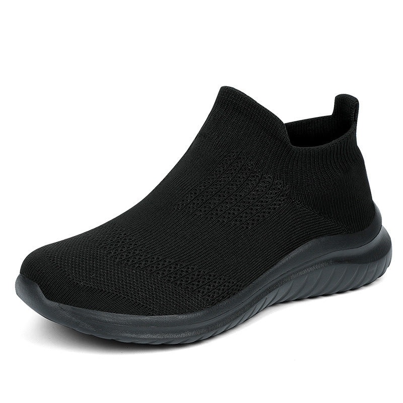 Unisex nan breathable knitted slip-on shoe with elastic shaft and shock-absorbing sole Mune Fashion