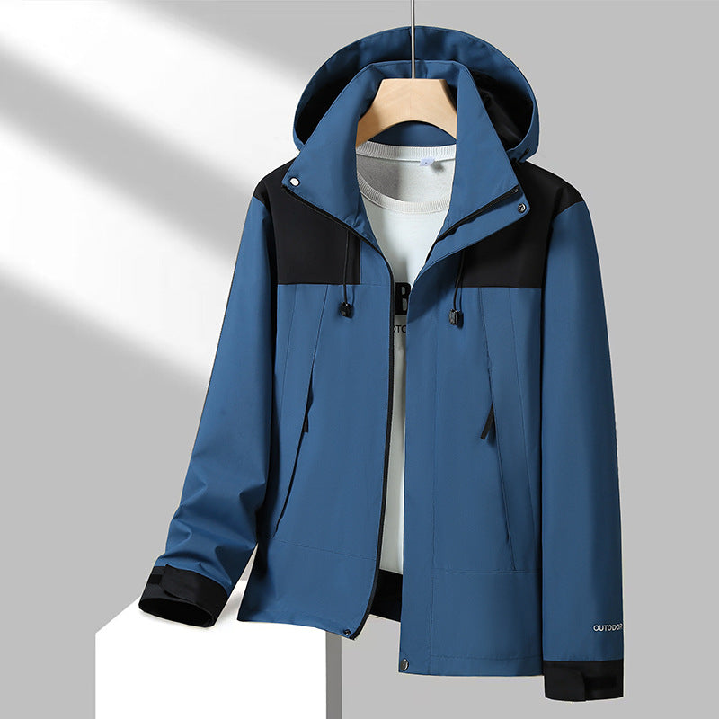 Men's Lightweight Softshell Jacket with Contrast Shoulder, Adjustable Hood and Water-Repellent Membrane Mune Fashion
