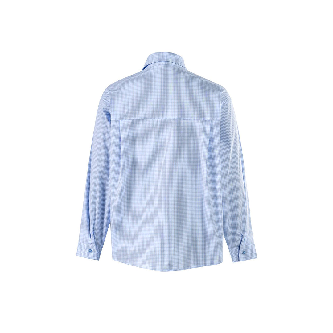 Men's Checkered Oversized Shirt with Concealed Button Placket and Contrasting Trim Mune Fashion