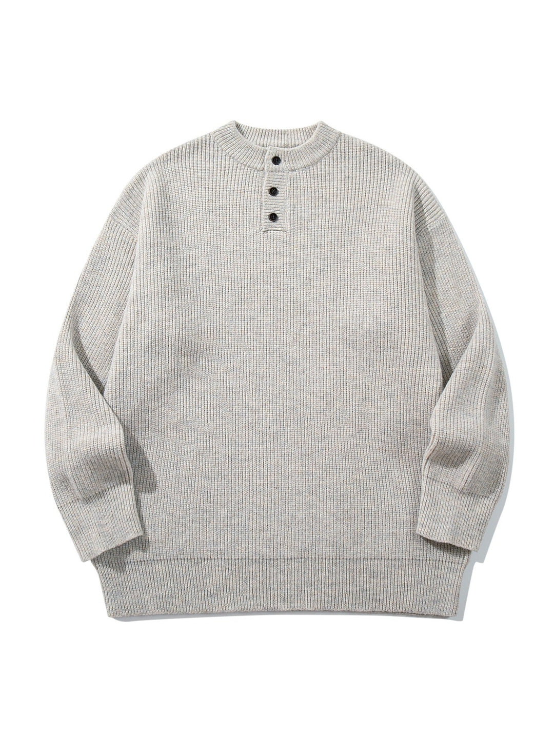 Men's chunky knit henley pullover with half button placket and ribbed cuffs Mune Fashion