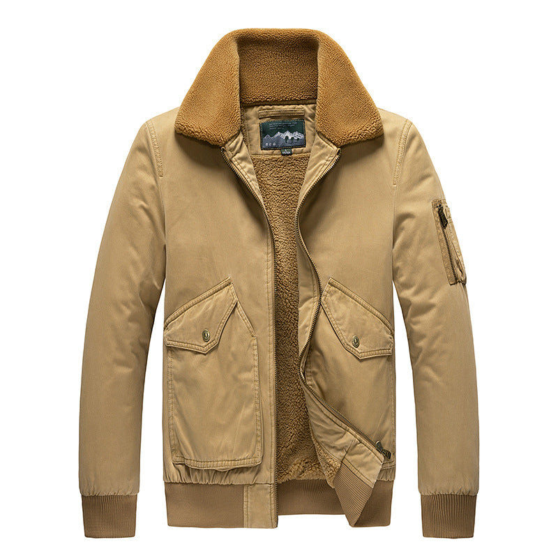 Men's Pilot Blouson with Sherpa Lining and Turn-Down Collar Mune Fashion