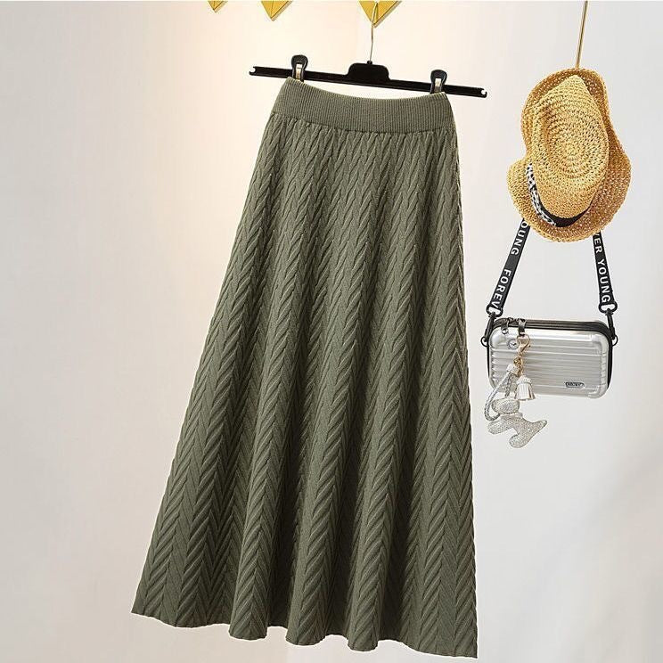 Women Elegant Maxi Skirt with Chevron Pattern Mune Fashion