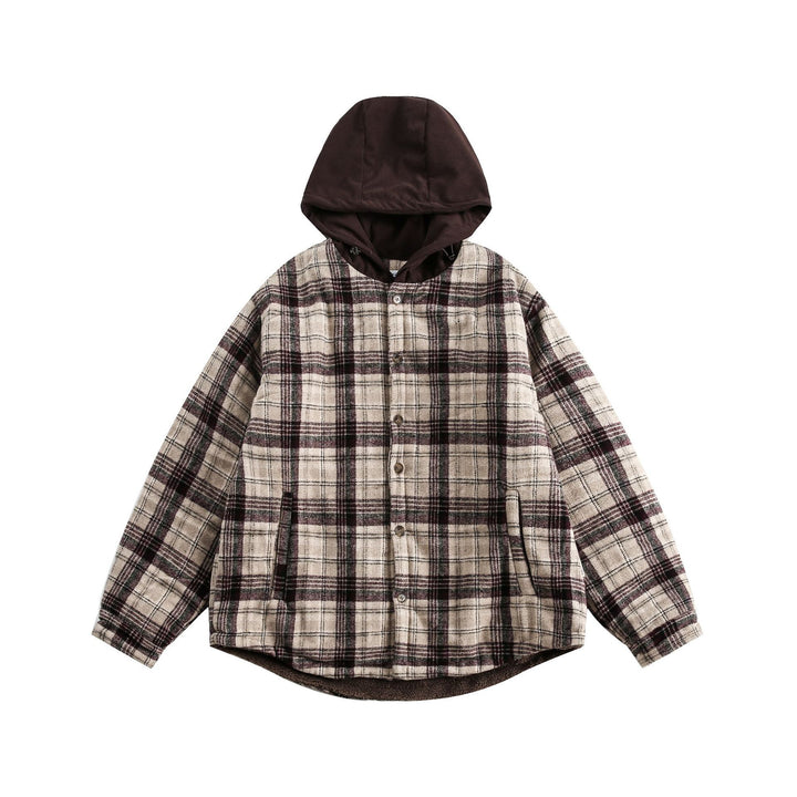Unisex Oversized Check Shirt with Hood and Teddy Lining Mune Fashion