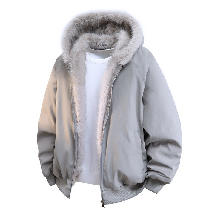 Men's Padded Bomber Jacket with Faux Fur Hood & Thermal Lining Mune Fashion
