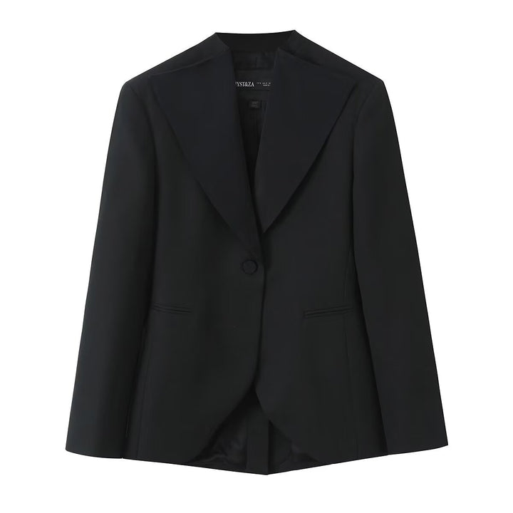 Women's Tailored One-Button Blazer with Extra Wide Shawl Collar and Slim Silhouette Mune Fashion