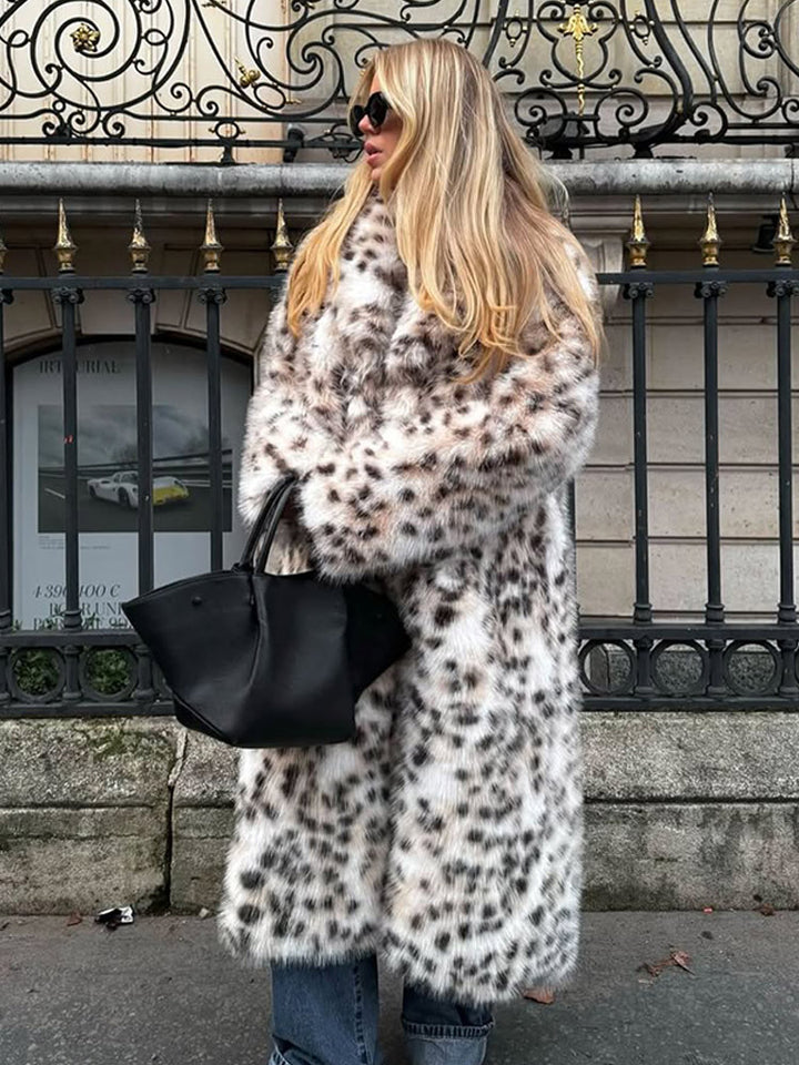 Women Longer Dotted Faux Fur Coat with Oversized Cut Mune Fashion