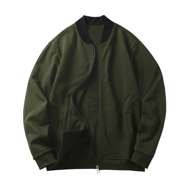 Men's sporty-elegant sweat jacket in bomber style with contrast collar and two-way zipper Mune Fashion