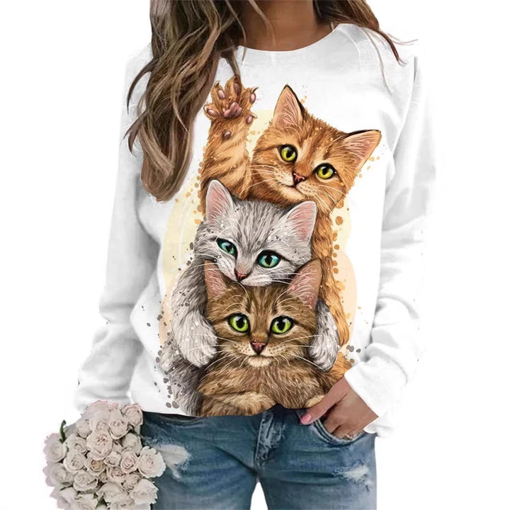Women Cozy Oversized Fleece Pullover with Large Puppy Photo Print Mune Fashion
