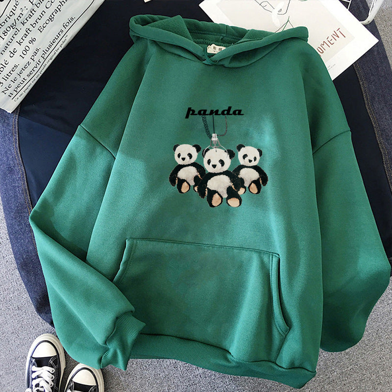 Women's oversized hoodie with plush panda appliqué and kangaroo pocket Mune Fashion