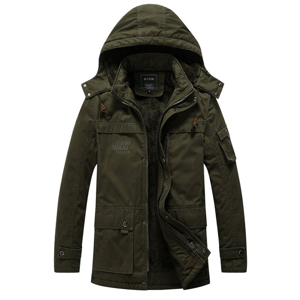 Men's Canvas Military Parka with Teddy Lining, Hood, and Multifunctional Pockets Mune Fashion