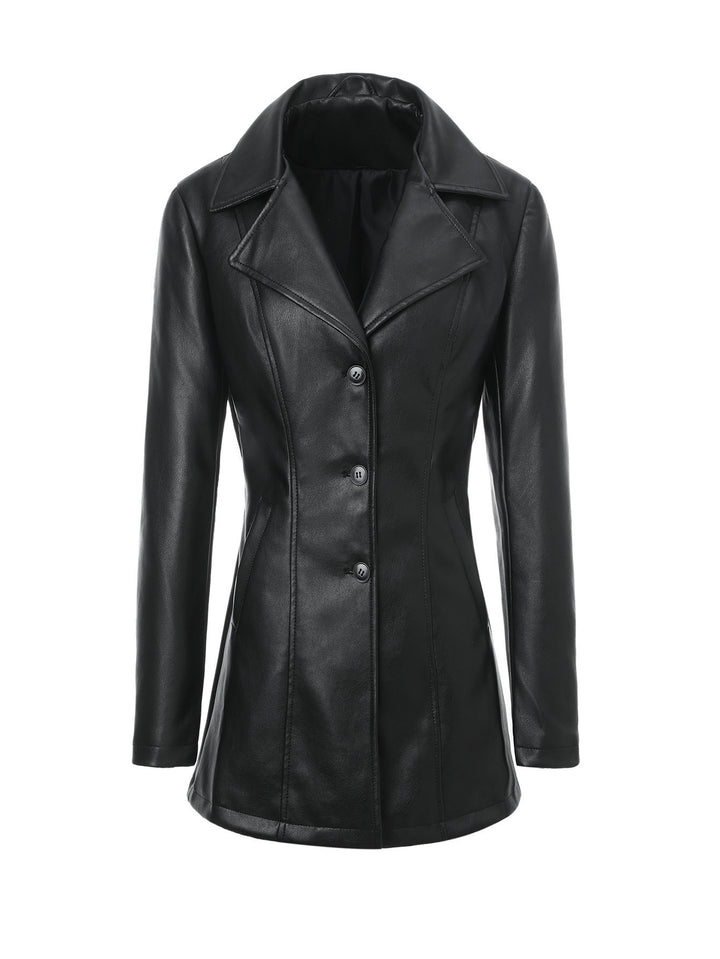 Women's Elegant Slim-Fit Faux Leather Jacket Mune Fashion