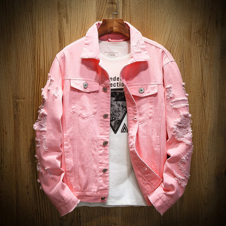 Unisex nan ripped denim jacket with loose fit and applied chest pockets Mune Fashion
