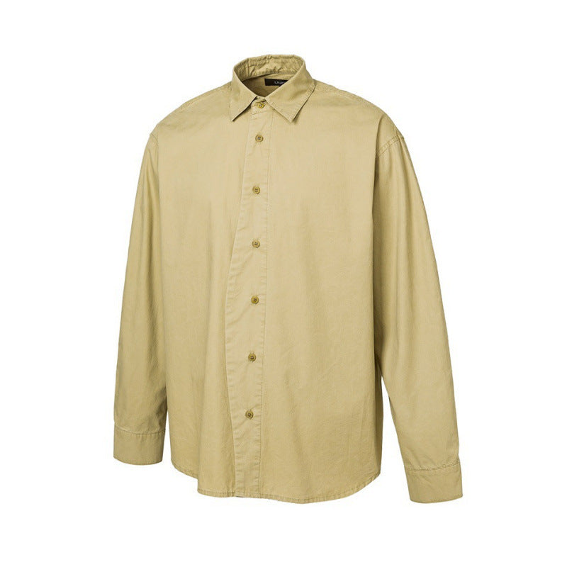 Men's Loose Oversized Shirt made of Cotton Twill with Spread Collar and Relaxed Fit Mune Fashion