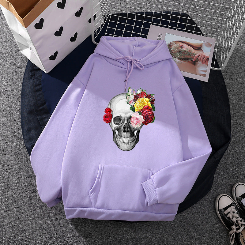 Unisex hooded sweatshirt with floral skull illustration, oversized fit and French terry quality Mune Fashion