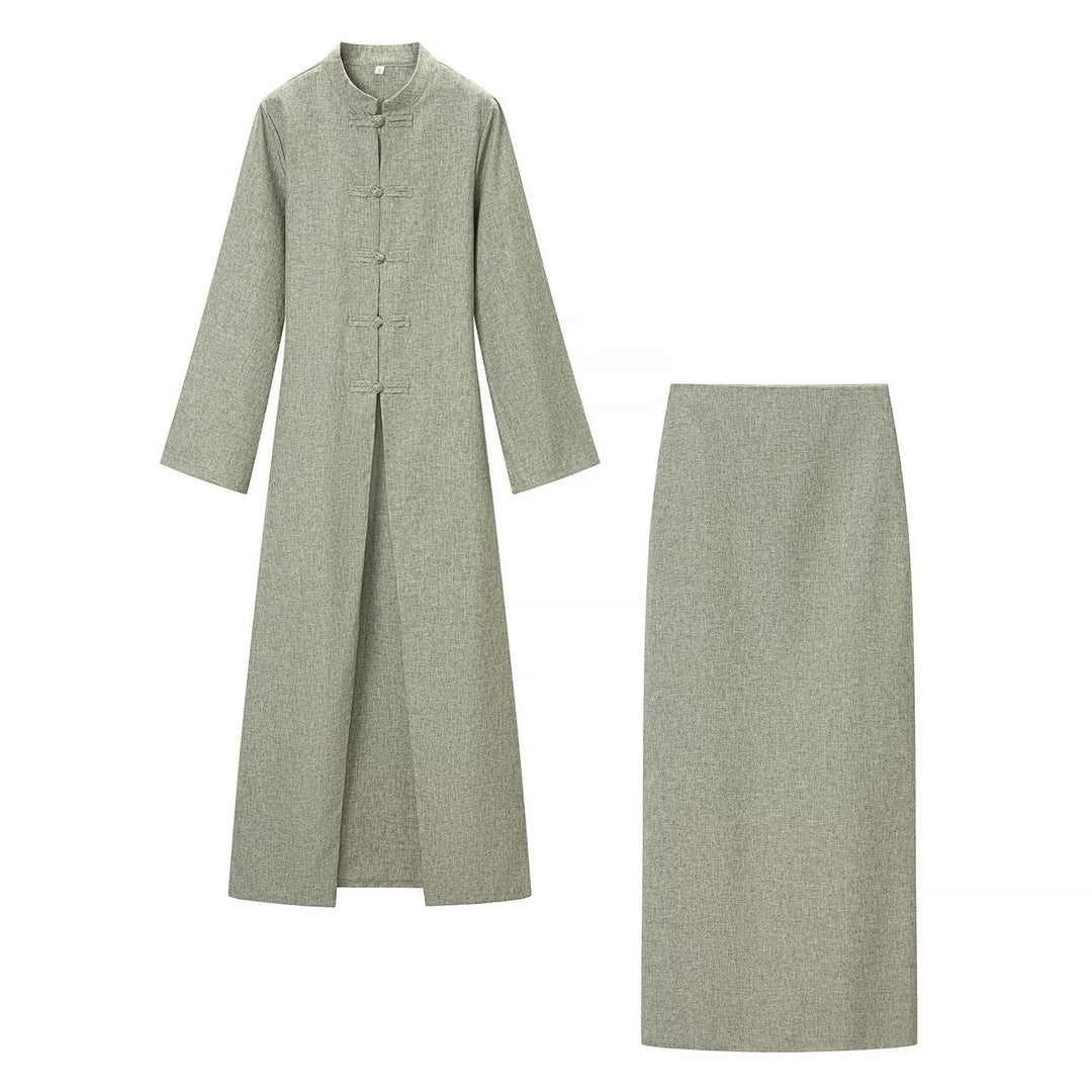 Women Coat and Skirt Set Mune Fashion
