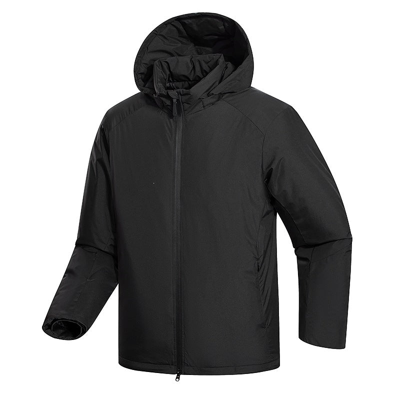 Men's Minimalist Thermal Hoodie Jacket with Quilted Insulation and Concealed Zipper Mune Fashion