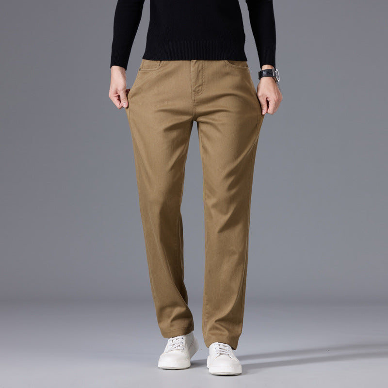 Men's Relaxed Cotton Twill Chino Pants with Straight Leg Mune Fashion