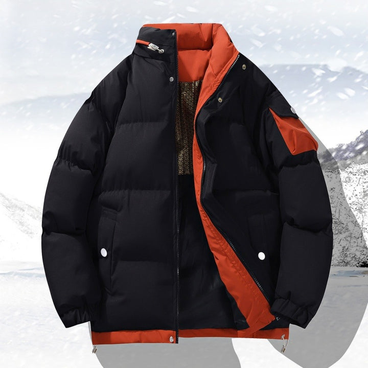 Men's Warm Padded Outdoor Quilted Jacket with High Stand-Up Collar, Contrast Inner Lining & Utility Arm Pocket Mune Fashion