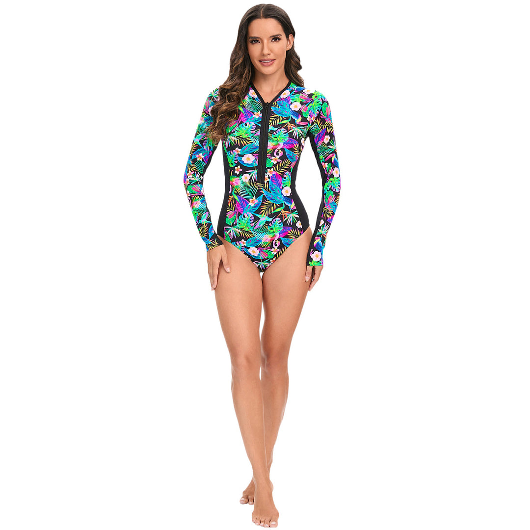 Women Long Sleeve Swimsuit with Floral Design Mune Fashion