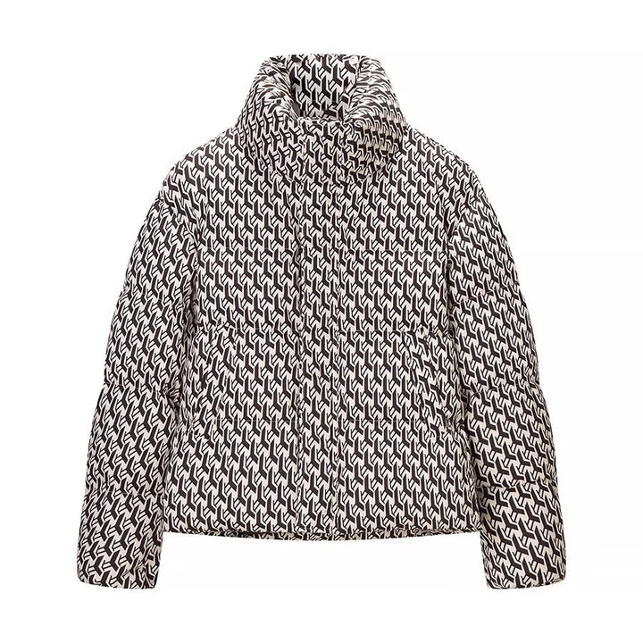 Women's quilted jacket with high collar and graphic jacquard pattern Mune Fashion