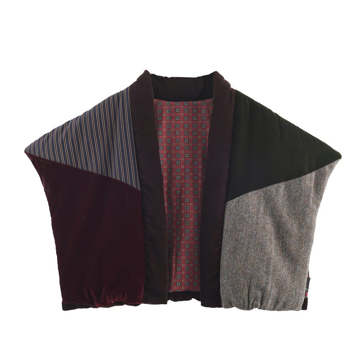 Women's Quilted Patchwork Vest with Voluminous Shawl Collar Mune Fashion