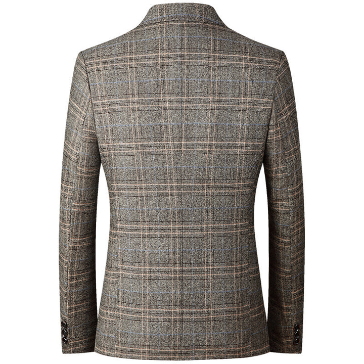 Men's Modern Checkered Pattern Blazer in Heritage Look with Notched Lapel Mune Fashion