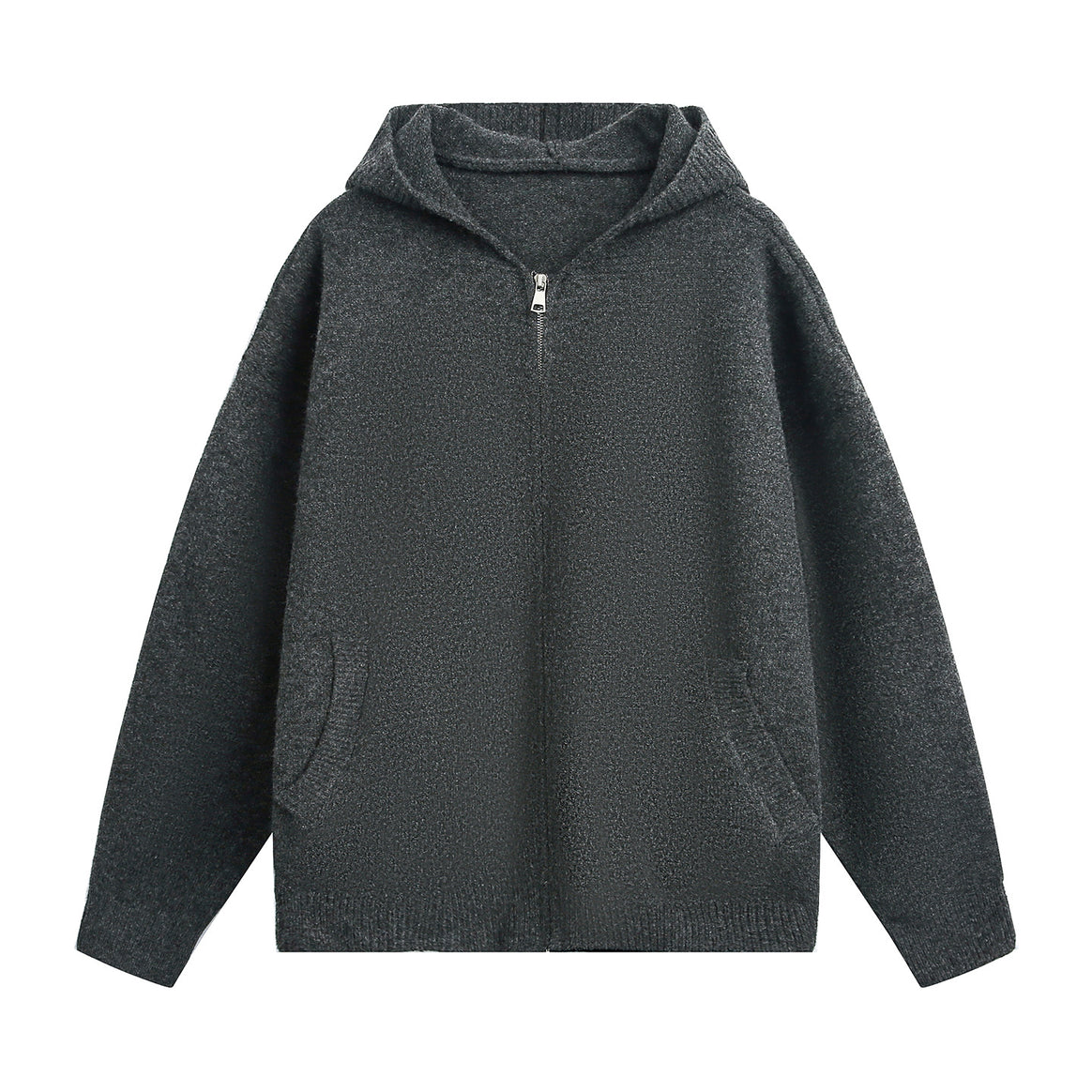 Unisex chunky knit hoodie jacket with full zip and patch front pockets Mune Fashion