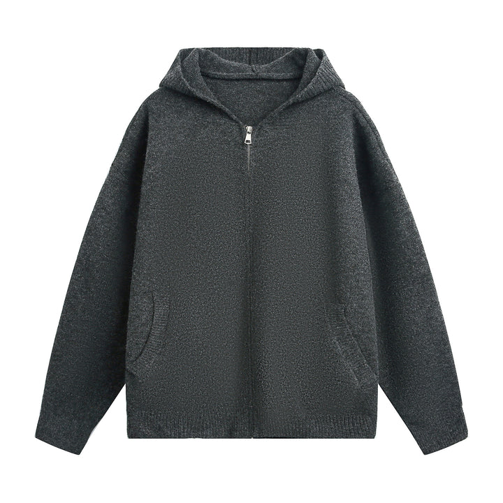 Unisex chunky knit hoodie jacket with full zip and patch front pockets Mune Fashion
