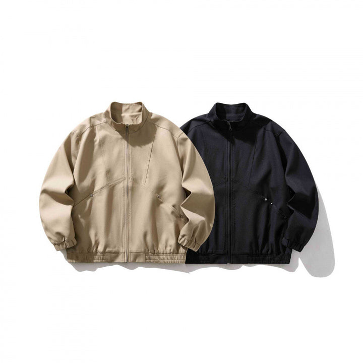 Unisex Light Oversized Zip Jacket in Bomber Style with Stand-up Collar and Elastic Hem Mune Fashion