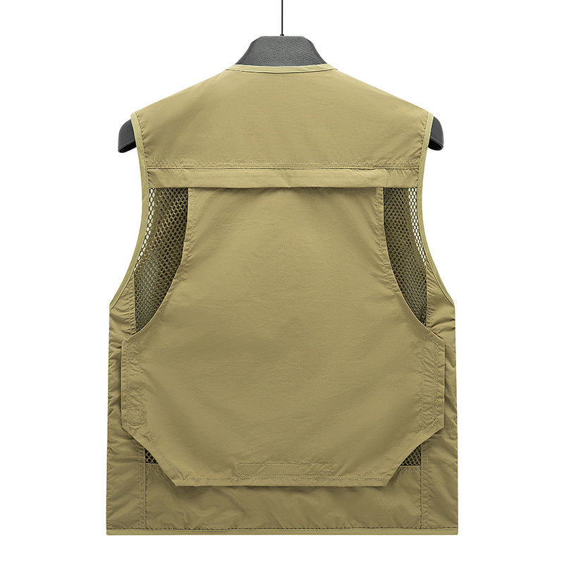 Men's Lightweight Mesh Utility Vest with many zipper and flap pockets for outdoor and photography Mune Fashion