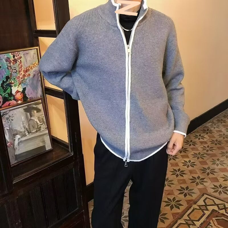Men's Fashionable Cardigan with Stand-Up Collar Mune Fashion