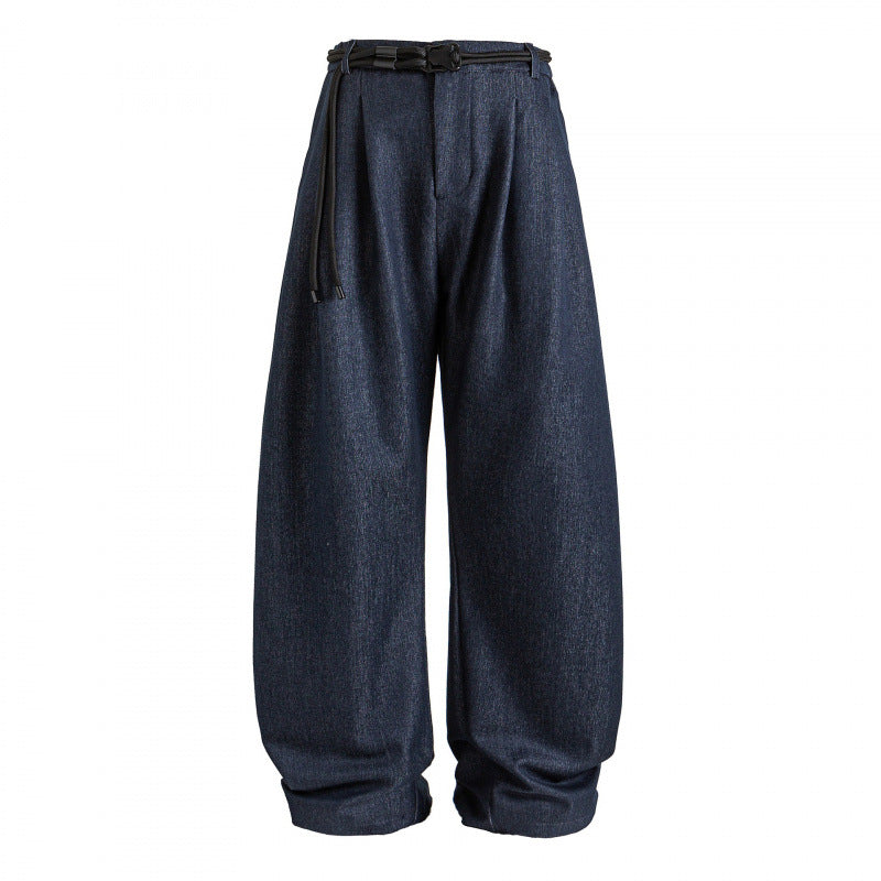 Women's high-waisted wide Marlene pants with pleated waistband and drawstring belt Mune Fashion