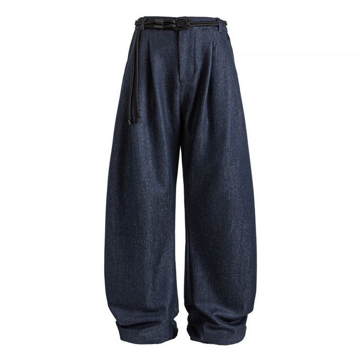 Women's high-waisted wide Marlene pants with pleated waistband and drawstring belt Mune Fashion