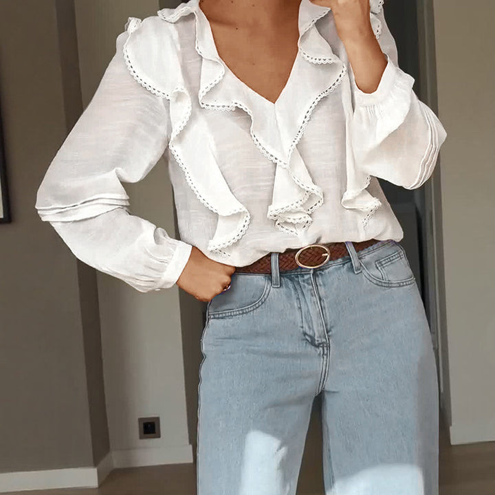 Women Playful Blouse with Ruffle Details Mune Fashion 1788168446