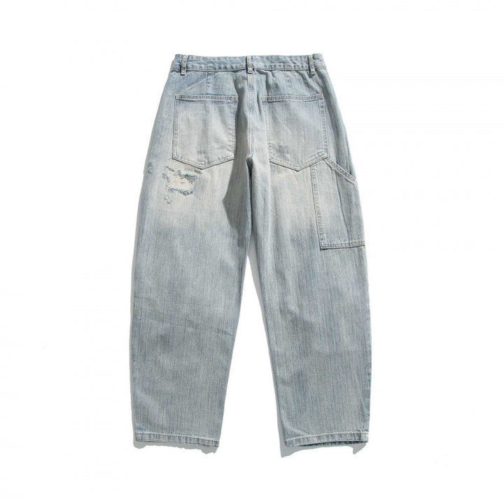 Unisex Wide Vintage Jeans with Distressed Details and Straight Leg Mune Fashion