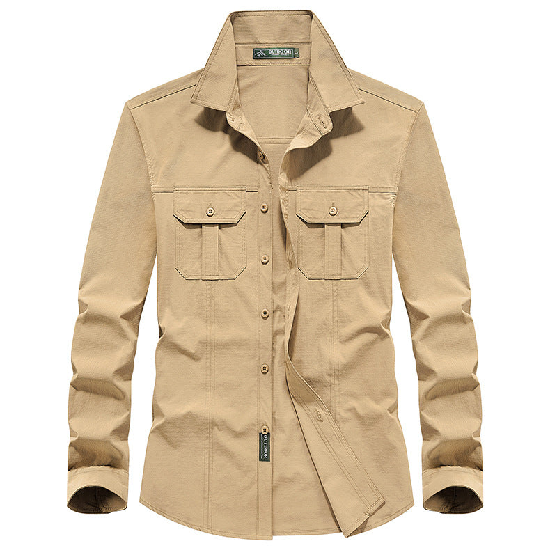 Men's Outdoor Shirt with Chest Pockets, Ripstop Fabric and Regular Fit Mune Fashion