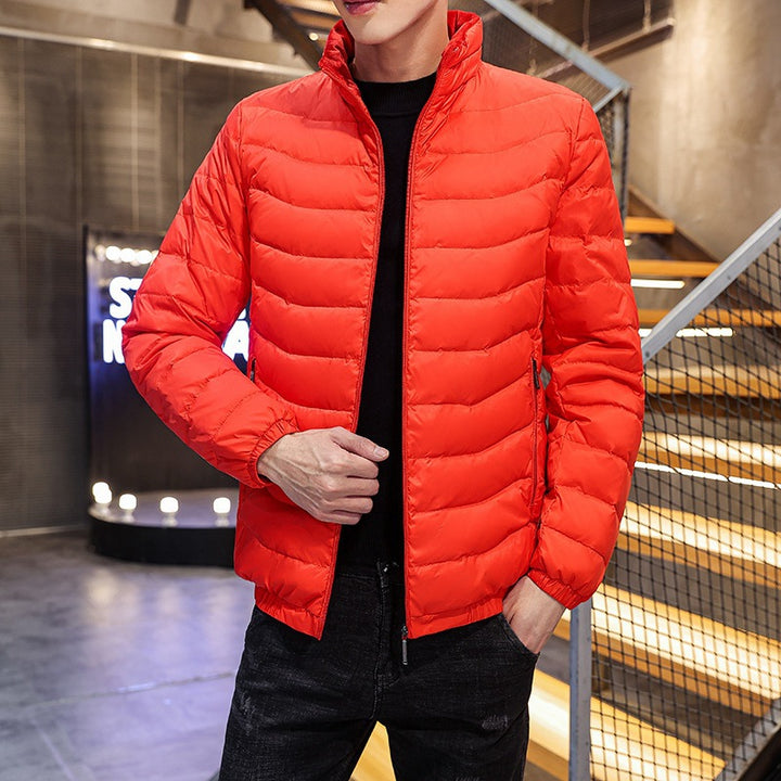 Men's Lightweight Quilted Down-Look Jacket with Stand-Up Collar Mune Fashion