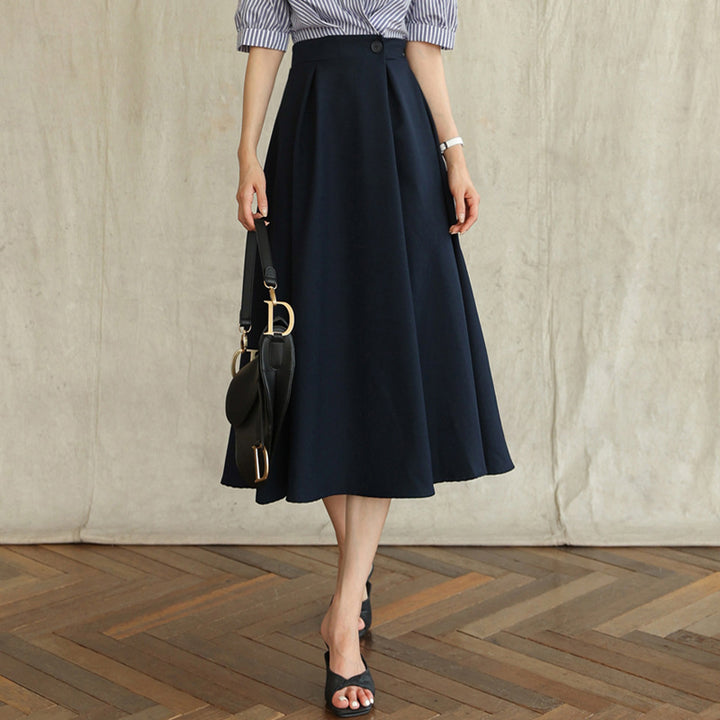 Women Elegant A-Line Midi Skirt Mune Fashion