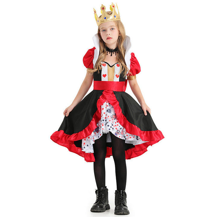 Girl's costume as royal Heart Lady with ruffles and detailed accessories Mune Fashion