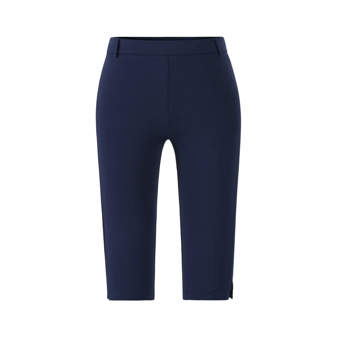 Women's high-waisted capri stretch pants with a slim silhouette and leg slit Mune Fashion