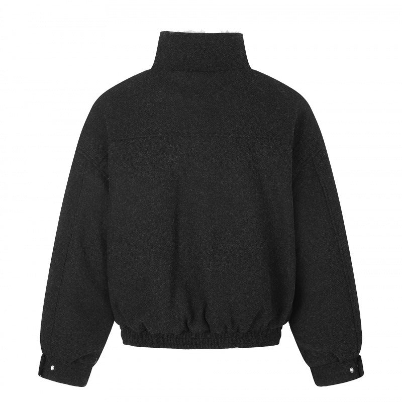 Ladies Short Wool Blend Flight Style Blouson with Teddy Lining and Patch Pockets Mune Fashion