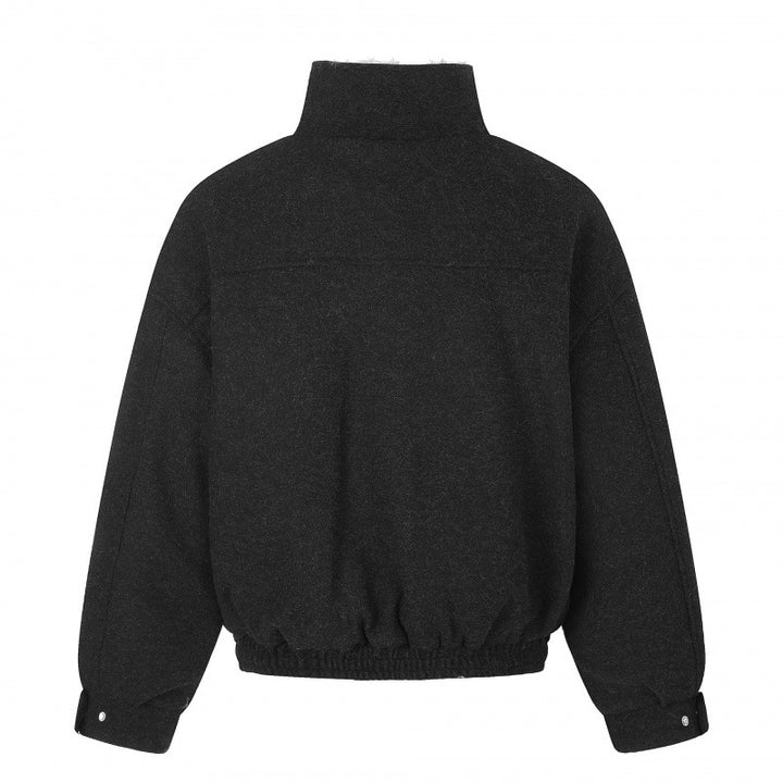 Ladies Short Wool Blend Flight Style Blouson with Teddy Lining and Patch Pockets Mune Fashion